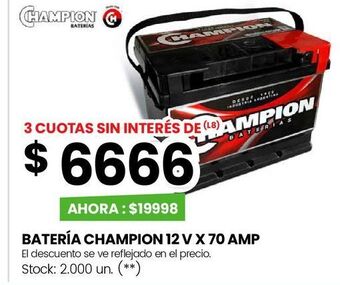 Changomas Batería champion 12 v x 70 amp oferta