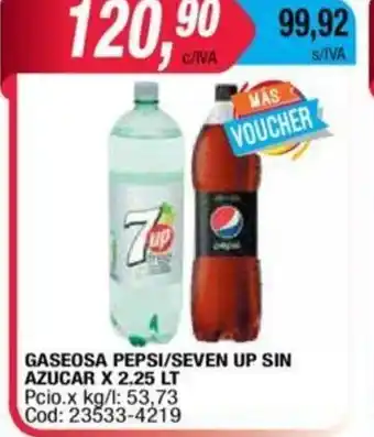 Maxiconsumo Gaseosa Pepsi/Seven up Sin Azucar x 2.25lt oferta