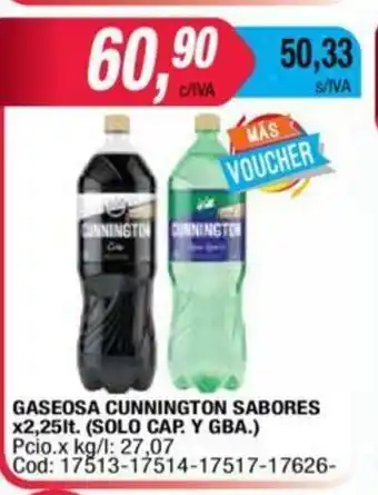 Maxiconsumo Gaseosa Cunnington Sabores x 2.025lt oferta