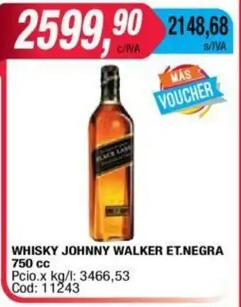 Maxiconsumo Whisky Johnny Walker Et. Negra 750cc oferta