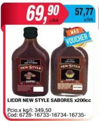 Maxiconsumo Licor New Style Sabores x 200cc oferta