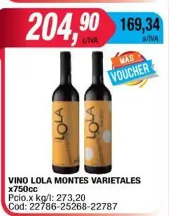 Maxiconsumo Vino Lola Montes VArietales x 750cc oferta