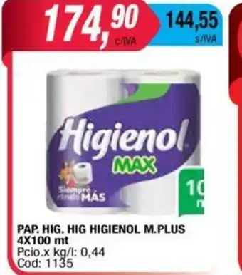 Maxiconsumo Pap.Hig Higienol M.Plus 4x100mt oferta