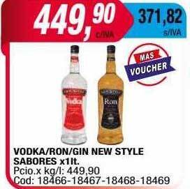 Maxiconsumo Vodka ron gin new style sabores oferta