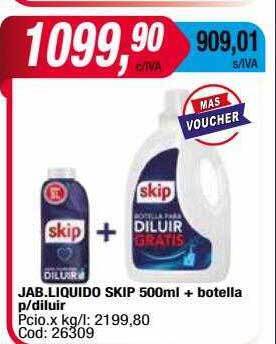 Maxiconsumo Jab liquido skip + botella p diluir oferta