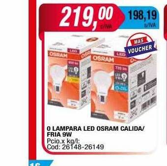 Maxiconsumo O lampara led osram calida fria 9w oferta