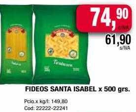 Maxiconsumo Fideos santa isabel oferta