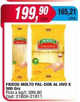 Maxiconsumo Fideos molto pal-dob al hvo oferta