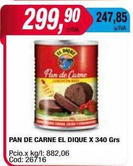 Maxiconsumo Pan de carne el dique oferta