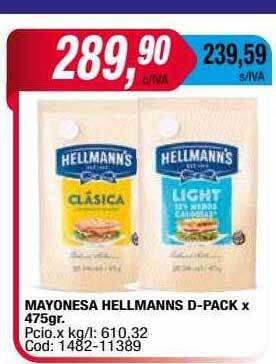 Maxiconsumo Mayonesa hellmanns d-pack oferta