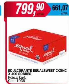 Maxiconsumo Edulcorante equalsweet c zinc oferta