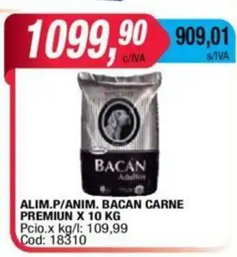 Maxiconsumo Alim.P/Anim. Bacan Carne Premiun x 10kg oferta