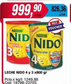 Maxiconsumo Leche nido 4 y 3 oferta