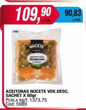 Maxiconsumo Aceitunas nucete vde desc sachet oferta