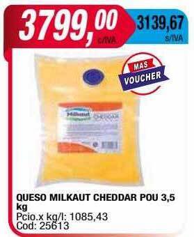 Maxiconsumo Queso milkaut cheddar pou oferta