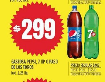Supermercados Vea Gaseosa Pepsi, 7 Up o Paso De Los Toros oferta