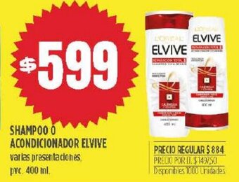 Supermercados Vea Shampoo o Acondicionador Elvive oferta