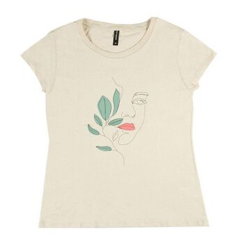 Coto Remera mujer manga corta estampada beige talle xl oferta