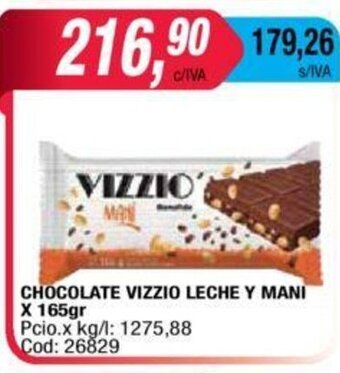 Maxiconsumo Vizzio Chocolate Leche Y Mani x 165gr oferta