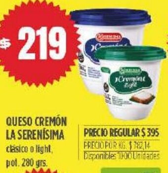 Supermercados Vea Queso Cremón La Serenísima oferta