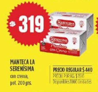 Supermercados Vea Manteca La Serenísima oferta