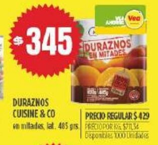 Supermercados Vea Duraznos Cuisine & Co oferta