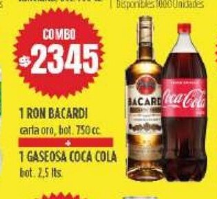Supermercados Vea 1 Ron Bacardi + 1 Gaseosa Coca Cola oferta