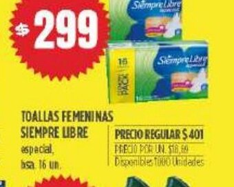 Supermercados Vea Toallas Femeninas Siempre Libre oferta