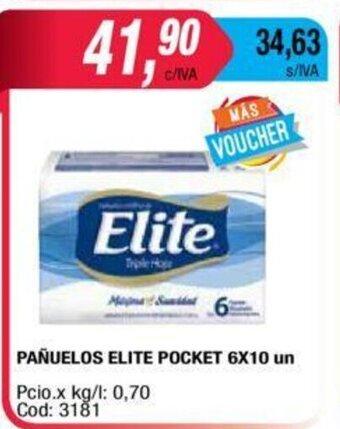 Maxiconsumo Elite Pañuelos Pocket 6x10un oferta