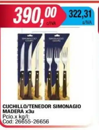 Maxiconsumo Cuchillo/Tenedor Simonagio Madera x 3u oferta