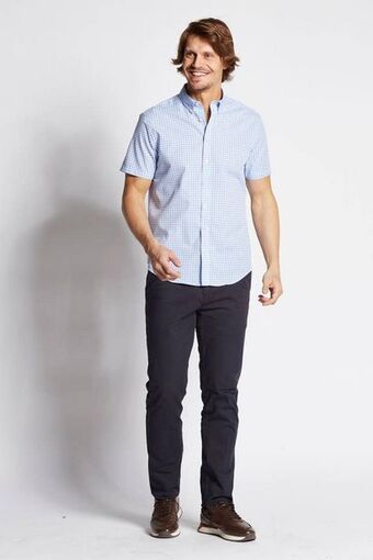 Macowens Camisa a cuadros celeste oferta