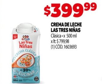Makro Crema de Leche Las Tres Niñas oferta