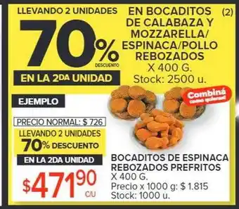 Carrefour En bocaditos de calabaza y mozzarella espinaca-pollo rebozados prefritos oferta