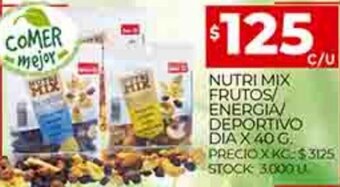 Supermercados DIA Nutri Mix Frutos / Energia / Deporitivo Dia x 40g oferta