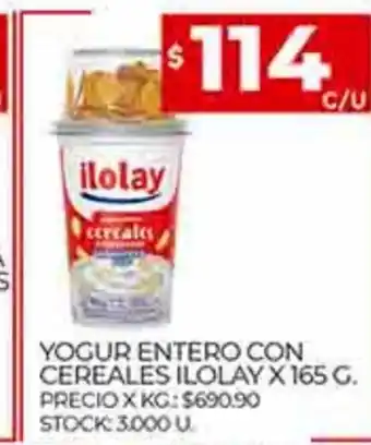 Supermercados DIA Yogur Entero Con Cereales Ilolay x 165g oferta