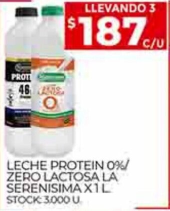 Supermercados DIA Leche Protein 0% / Zero Lactosa La Serenisima x 1L oferta