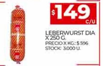 Supermercados DIA Leberwurst Dia x 250g oferta