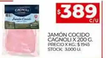 Supermercados DIA Jamón Cocido Cagnoli x 200g oferta