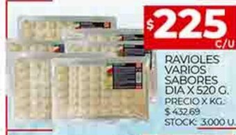 Supermercados DIA Ravioles Varios Sabores Dia x 520g oferta