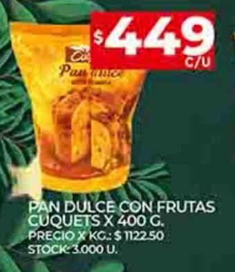 Supermercados DIA Pan Dulce Con Frutas Cuquets x 400g oferta