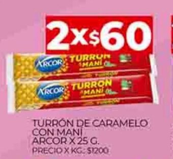 Supermercados DIA Turrón De Caramelo Con Mani Arcor x 25g oferta