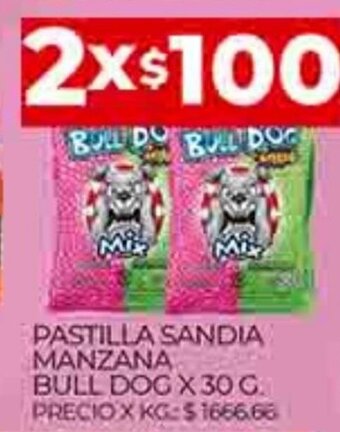 Supermercados DIA Pastilla Sandia Manzana Bull Dog x 30g oferta