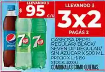 Supermercados DIA Gaseosa Pepsi Regular / Black / Seven Up Regular / Sin Azucar x 500ml oferta