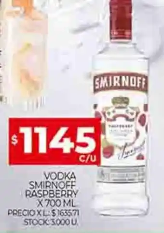 Supermercados DIA Vodka Smirnoff Raspberry x 700ml oferta