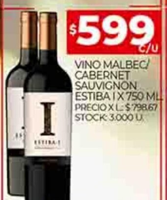 Supermercados DIA Vino Malbec / Cabernet Sauvignon Estiba I x 750ml oferta
