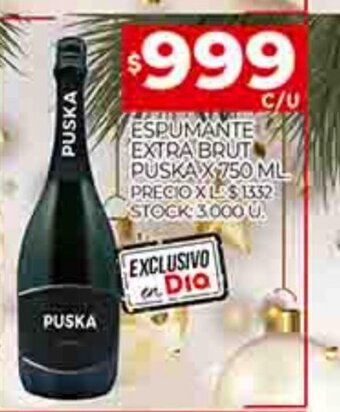 Supermercados DIA Espumante Extra Brut Puska x 750ml oferta