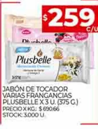 Supermercados DIA Jabón De Tocador Varias Fragancias Plusbelle x 3u oferta