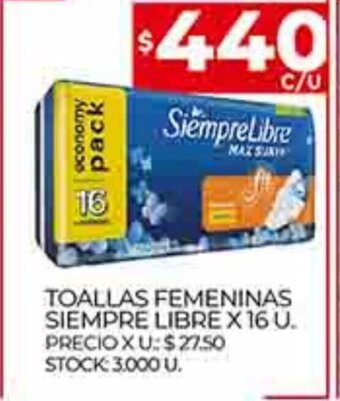 Supermercados DIA Toallas Femeninas Siempre Libre x 16u oferta