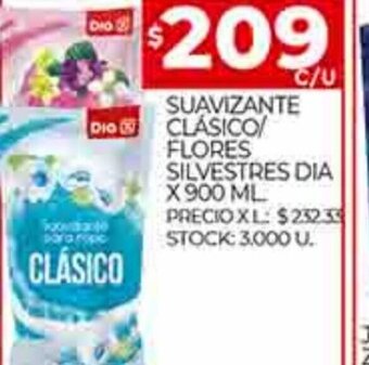 Supermercados DIA Suavizante Clásico/Flores Silvestres Dia x 900ml oferta