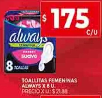 Supermercados DIA Toallitas Femeninas Always x 8u oferta
